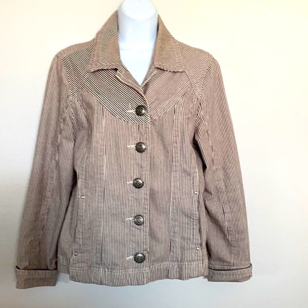 Live A Little Pin Striped Blazer Button Up Sz M